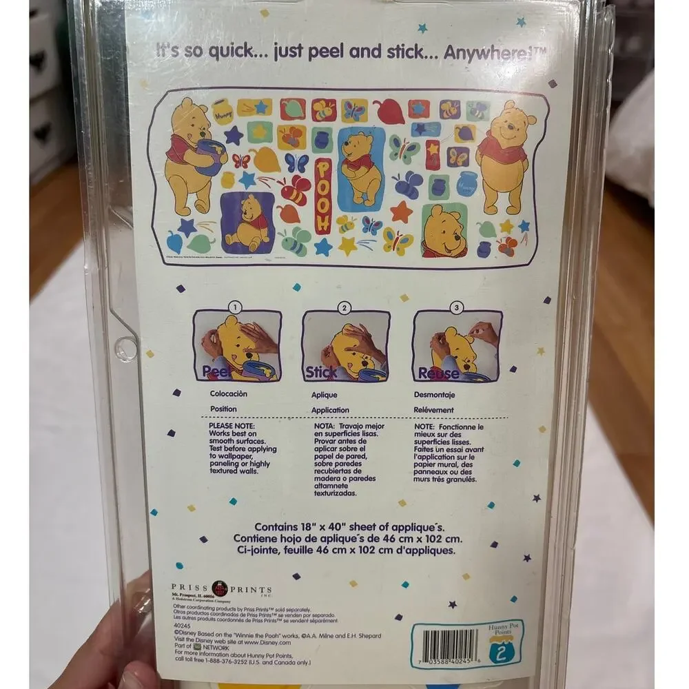 Vintage Winnie The Pooh Jumbo Stick Wall Stickers Decals New in Box 1999 Disney